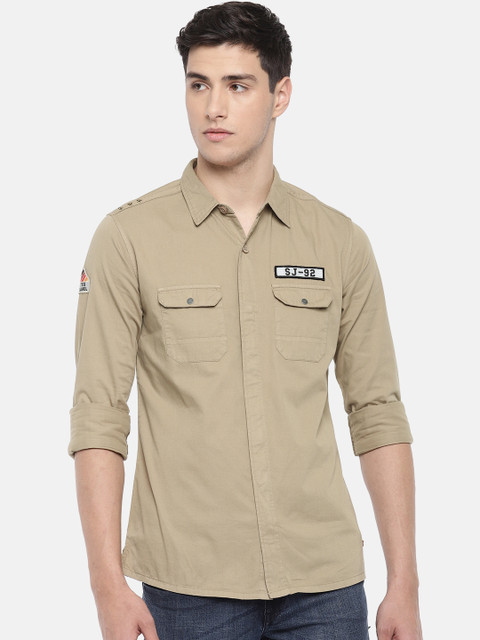 

SPYKAR Men Khaki Slim Fit Solid Casual Shirt