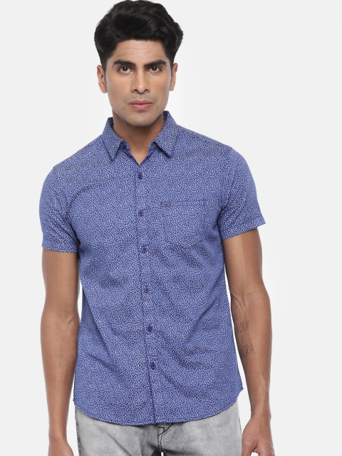 

SPYKAR Men Blue Slim Fit Printed Casual Shirt