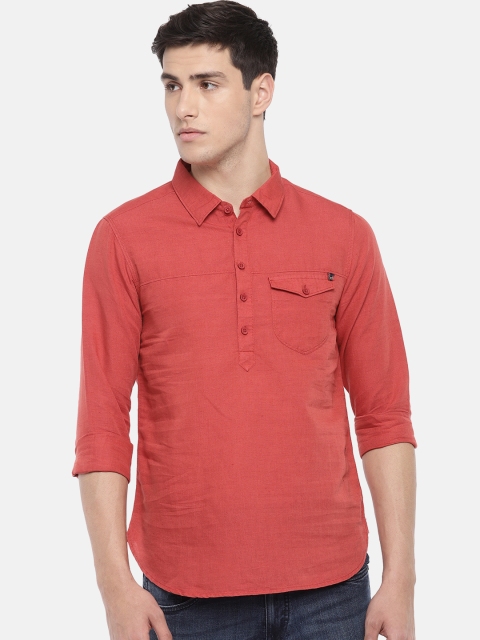 

SPYKAR Men Red Slim Fit Solid Casual Shirt, Rust