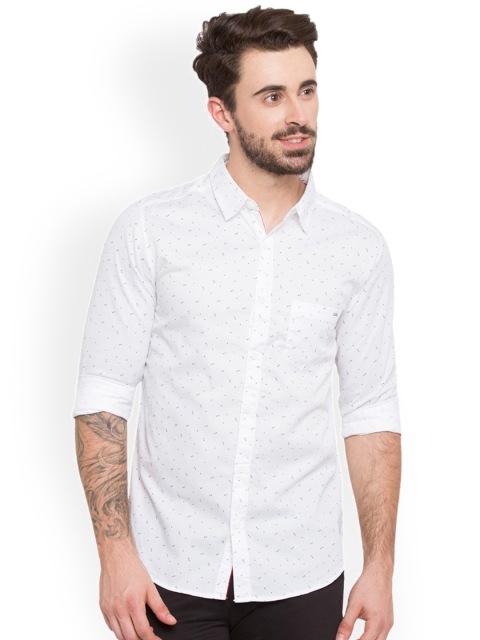 

SPYKAR Men White Slim Fit Printed Casual Shirt