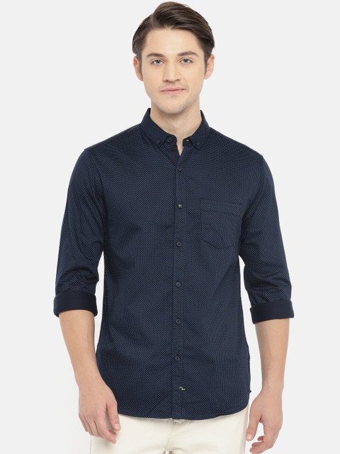 

SPYKAR Men Navy Blue Slim Fit Printed Casual Shirt