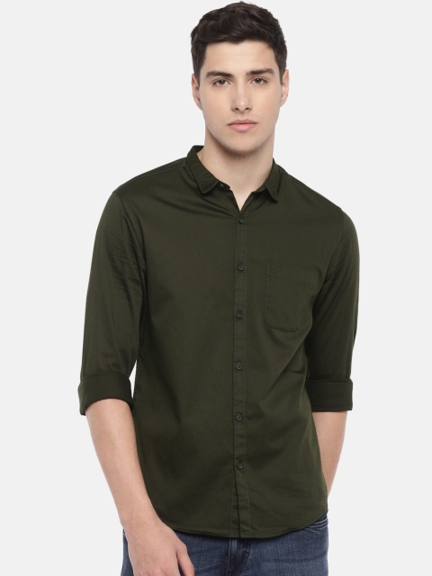 

SPYKAR Men Olive Green Regular Fit Solid Casual Shirt