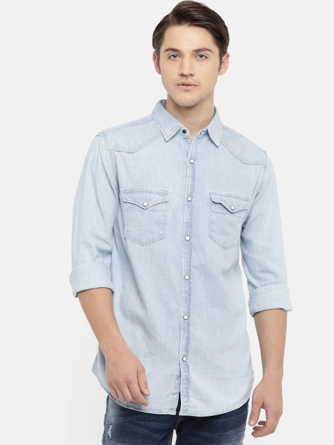 

SPYKAR Men Blue Slim Fit Faded Casual Shirt