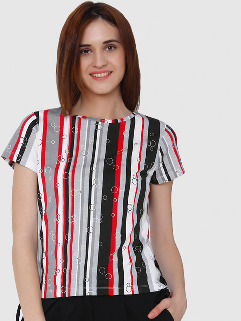 

Vero Moda Women Multicoloured Striped Round Neck T-shirt, Multi