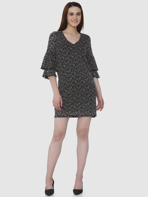 

Vero Moda Women Black & Beige Sheath Dress