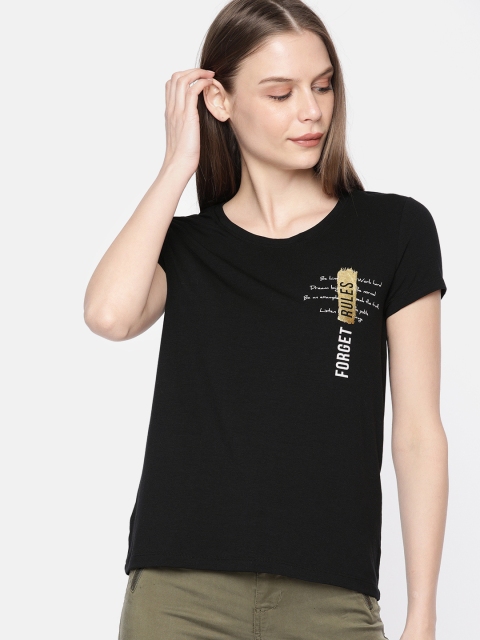 

Vero Moda Women Black Printed Round Neck T-shirt