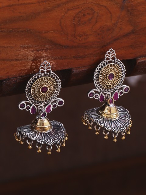 

Voylla Silver-Plated Oxidised Classic Jhumkas