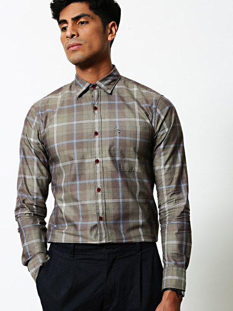 

Mr Bowerbird Men Green & Blue Tailored Fit Checked Casual Shirt