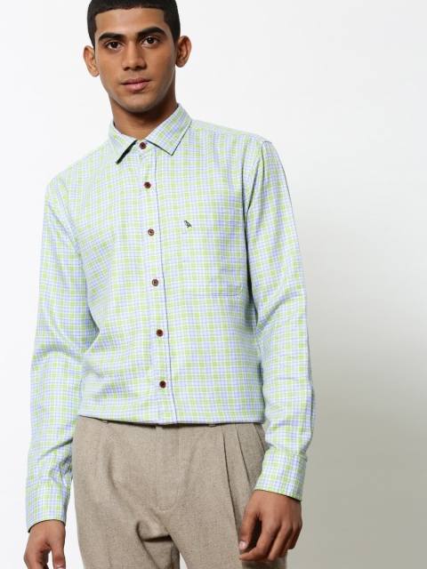 

Mr Bowerbird Men Green & Blue Tailored Fit Checked Casual Shirt
