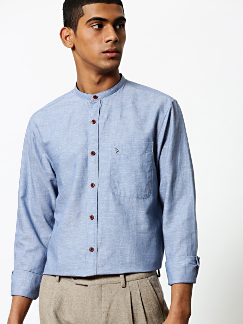 

Mr Bowerbird Men Blue Tailored Fit Solid Semiformal Shirt