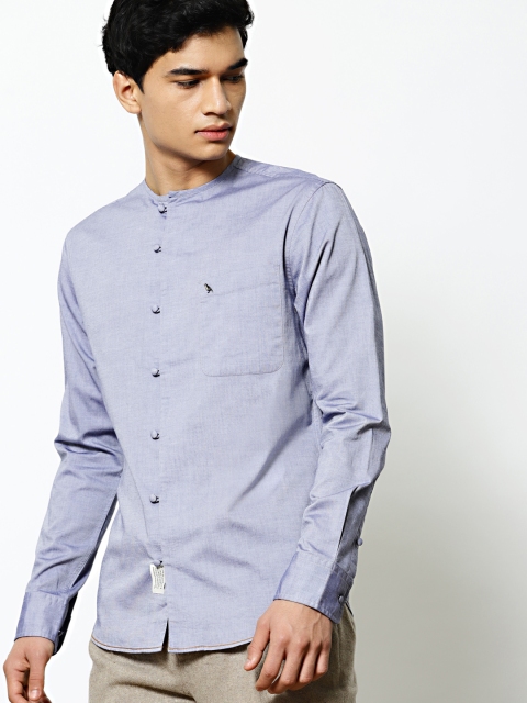 

Mr Bowerbird Men Blue Tailored Fit Solid Casual Shirt