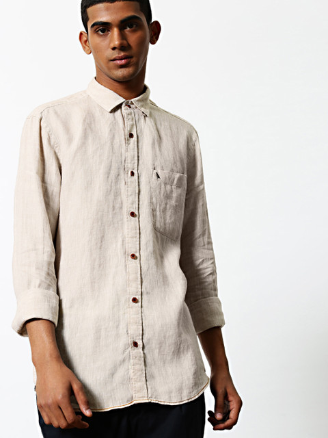 

Mr Bowerbird Men Beige Tailored Fit Solid Casual Shirt