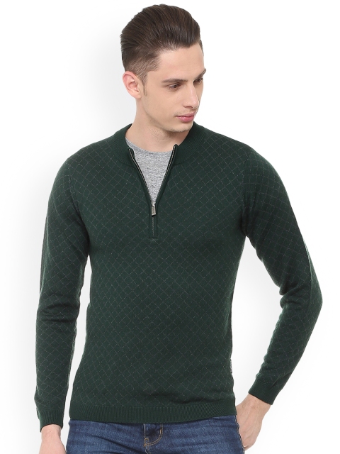 

Van Heusen Men Green Self Design Pullover