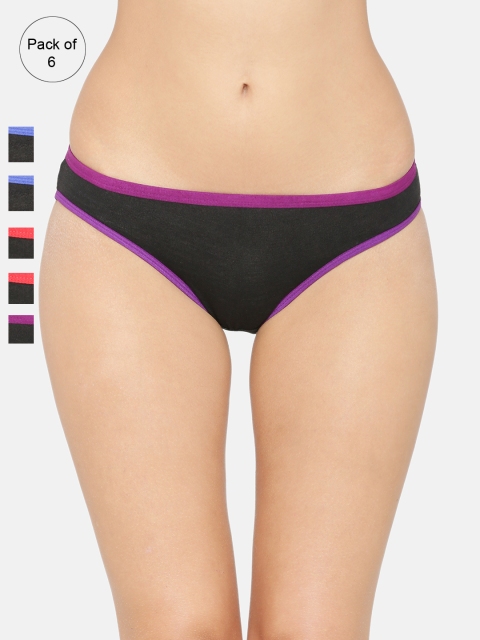 

ABELINO Women Pack of 6 Hipster Briefs PANTYBLACK6PC, Black