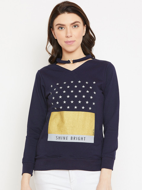 

Duke Women Navy Blue Printed Sweatshirt