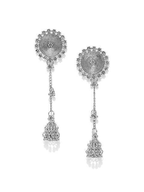 

Anouk Oxidised Silver-Plated Dome Shaped Drop Earrings