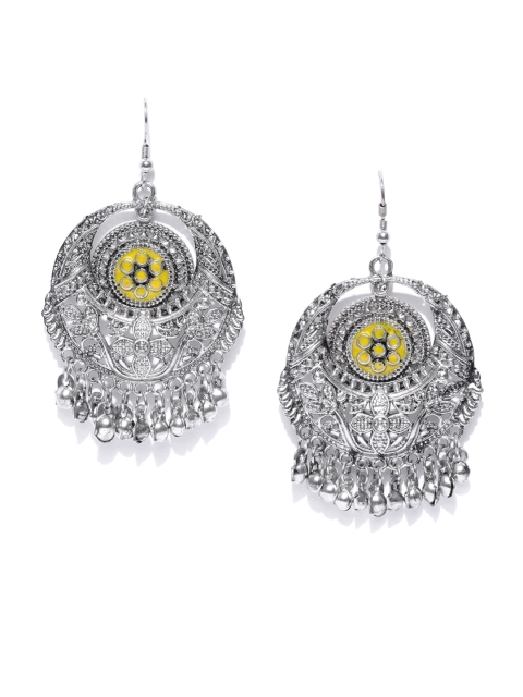 

Anouk Yellow Oxidised Silver-Plated Crescent Shaped Chandbalis