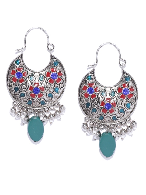 

Anouk Oxidised Green Silver-Plated Crescent Shaped Chandbalis