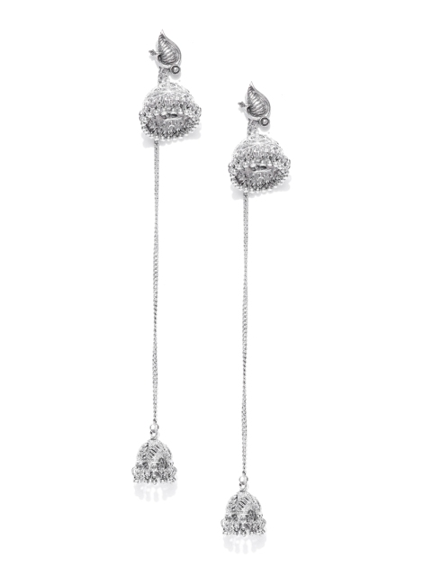 

Anouk Oxidised Silver-Plated Dome Shaped Jhumkas