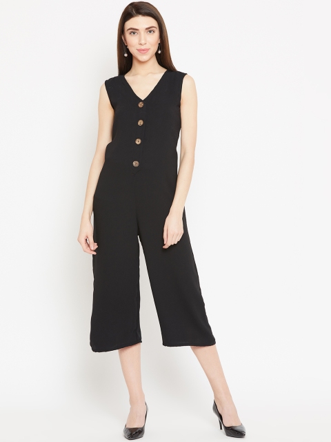 

sassystripes Black Solid Culotte Jumpsuit