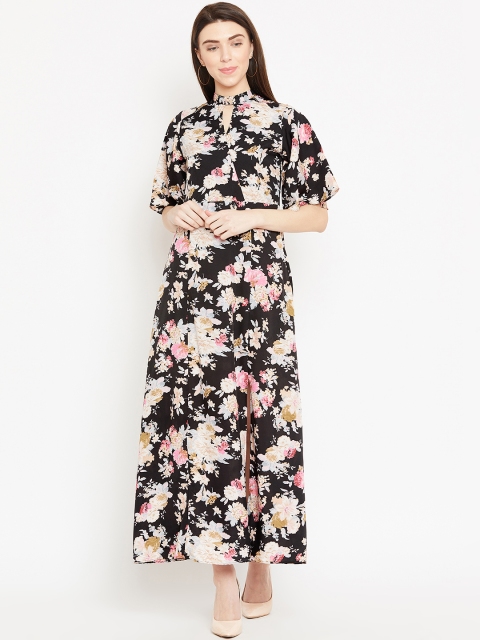 

sassystripes Women Black & Beige Floral Printed Maxi Dress