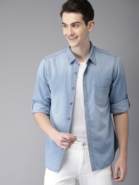 

HERE&NOW Men Blue Regular Fit Faded Casual Chambray Shirt