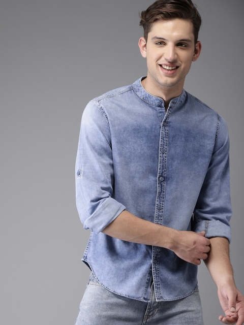 

HERE&NOW Men Blue Regular Fit Faded Chambray Casual Shirt