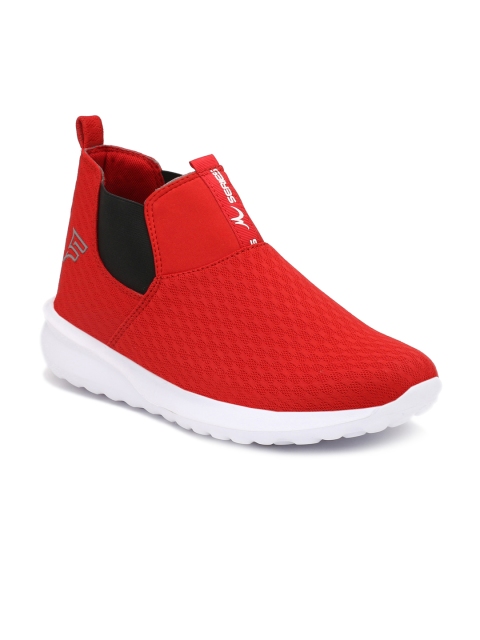 

Fentacia Men Red Solid Synthetic Leather Mid-Top Slip-On Sneakers