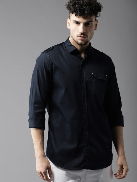 

DENNISON Men Navy Blue Slim Fit Solid Casual Shirt