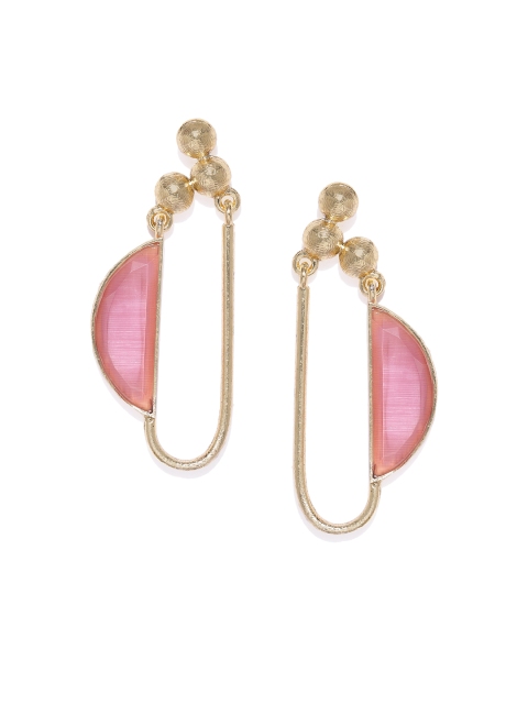 

Alamod Gold-Toned & Pink Contemporary Drop Earrings