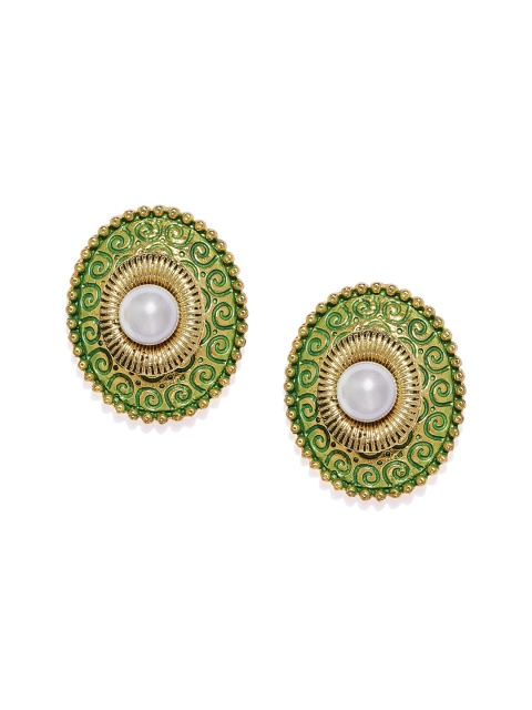 

Alamod Gold-Plated & White Oval Studs
