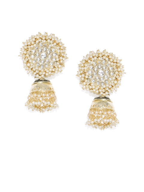

Alamod Gold-Plated & White Circular Jhumkas