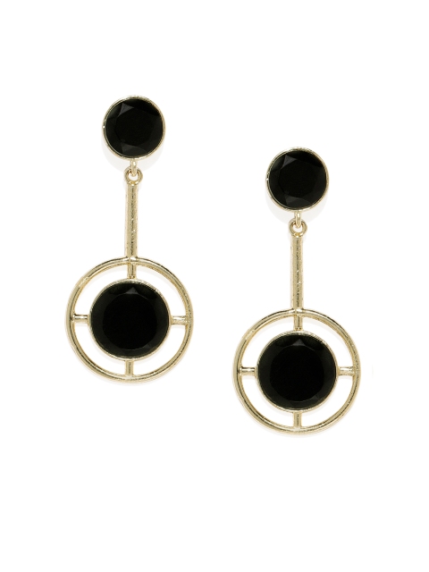 

Alamod Gold-Plated Black Circular Drop Earrings