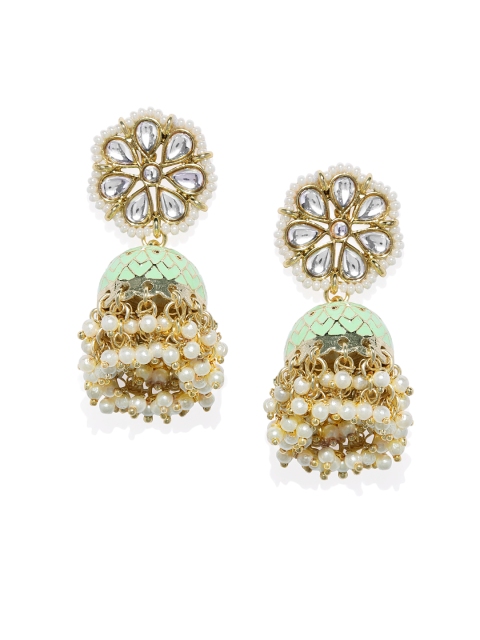 

Alamod Gold-Plated & White Dome Shaped Jhumkas