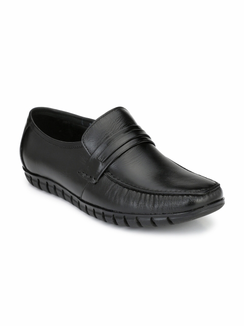 

Fentacia Men Black Leather Semiformal Slip-Ons