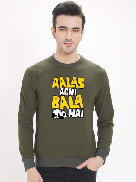 

WYO Men Olive Green Printed Sweatshirt