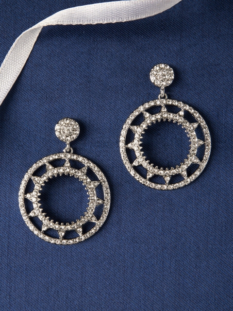

Rubans Silver-Toned Chandelier Circular Drop Earrings