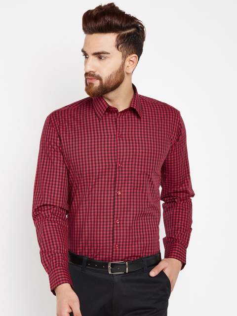 

Hancock Men Red & Black Slim Fit Checked Formal Shirt