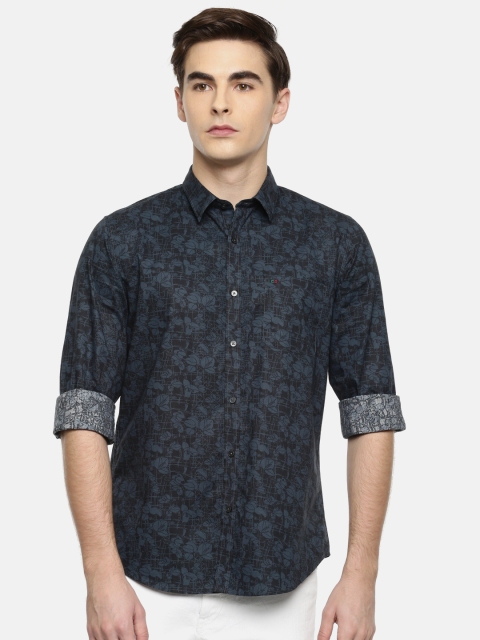 

Peter England Casuals Men Black & Grey Slim Fit Printed Casual Shirt