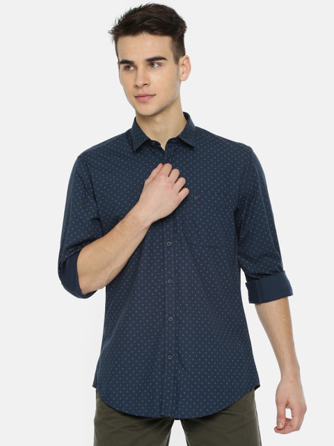 

Peter England Casuals Men Navy Blue Slim Fit Printed Casual Shirt