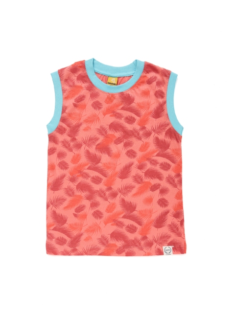 

Dollar Champion Kidswear Boys Peach-Coloured Printed Round Neck T-shirt