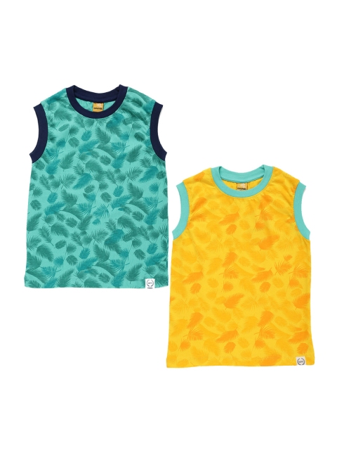 

Dollar Champion Kidswear Boys Pack of 2 Printed Sleeveless T-shirts, Teal