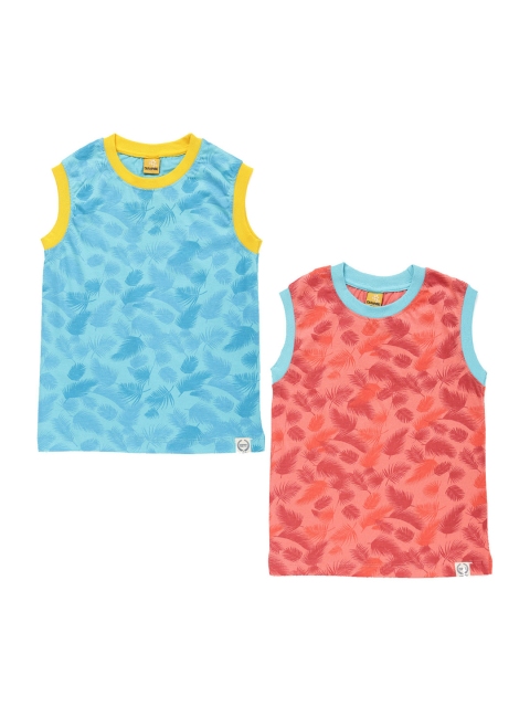 

Dollar Champion Kidswear Boys Pack Of 2 Printed Round Neck T-shirts, Blue
