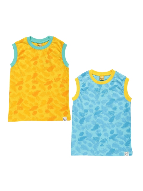 

Dollar Champion Kidswear Boys Pack Of 2 Printed Round Neck T-shirts, Blue