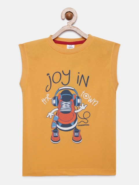 

Dollar Champion Kidswear Boys Yellow Printed Round Neck Sleeveless T-shirt