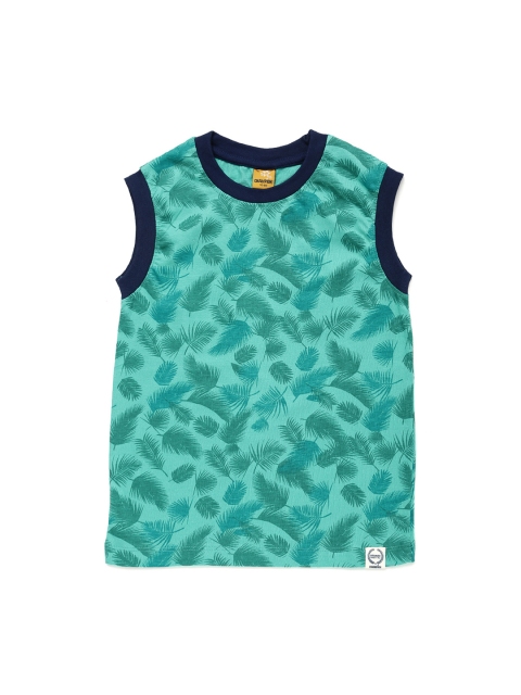 

Dollar Champion Kidswear Boys Sea Green Printed Round Neck T-shirt