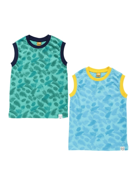 

Dollar Champion Kidswear Boys Pack of 2 Printed Sleeveless T-shirts, Sea green