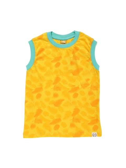 

Dollar Champion Kidswear Boys Yellow Printed Round Neck T-shirt