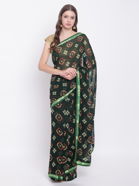 

Chhabra 555 Green Poly Georgette Printed Leheriya Saree