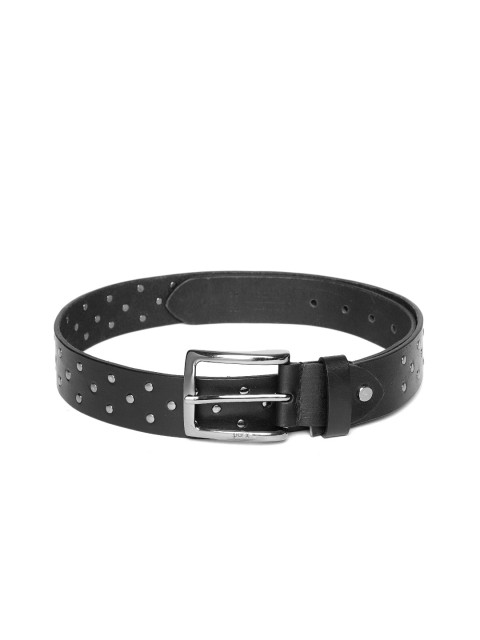 

Parx Men Black Leather Studded Belt